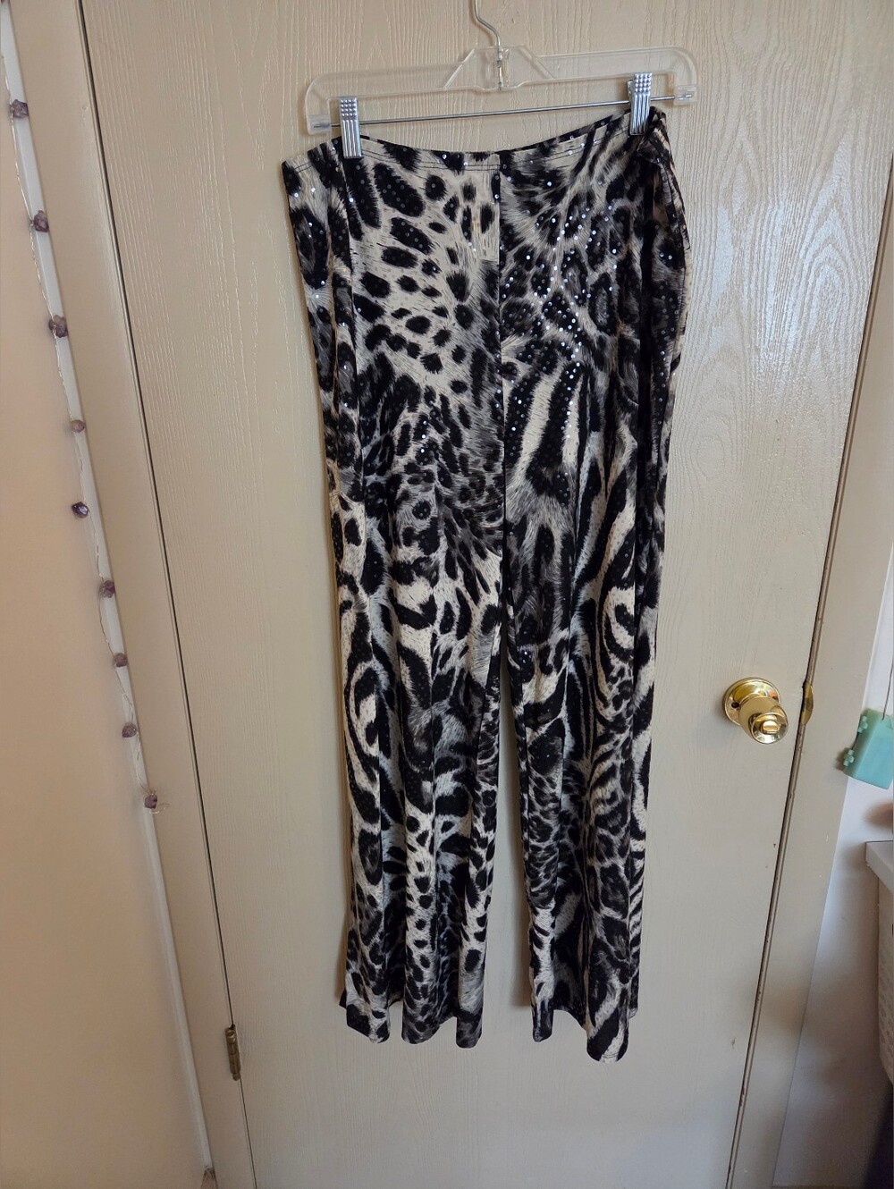Cover Charge Sparkly Animal Print Flare Leggings Vintage Womens Size XL NWT
